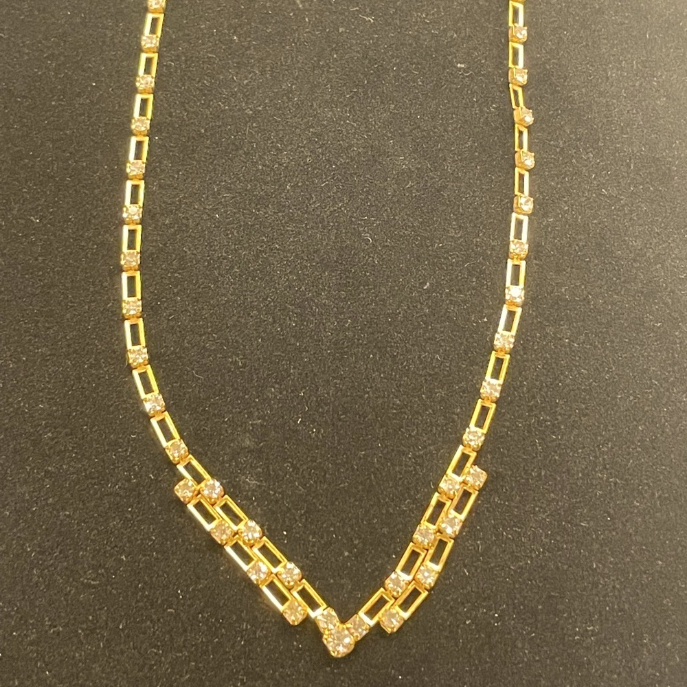 Vintage Gold Tone with Cz’s necklace 16” Choker